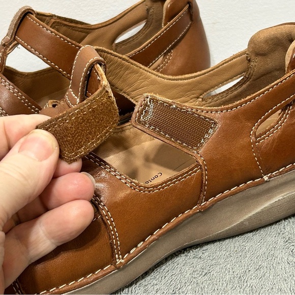 Clarks Unstructured Leather Appley Strap Sandals Womens Size 9 Brown - Picture 8 of 12